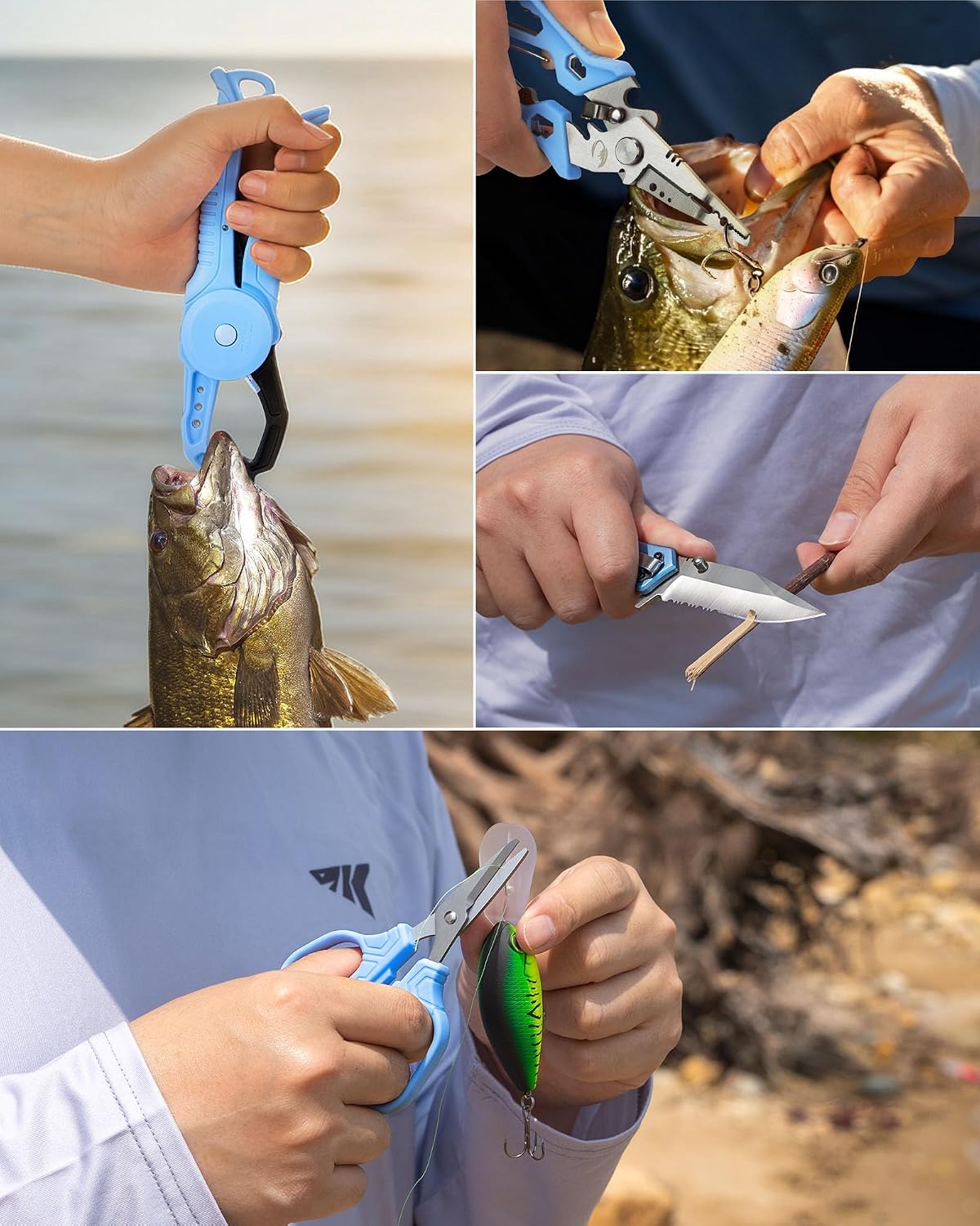 Lightweight and DriftWave Fishing Tool Kit – Corrosion Resistant Fishing Pliers, Lip Gripper, Fillet Knife, Fishing Scale, Retractor & Glove,Scissors & Pocket Knife,Fishing Gifts for Men