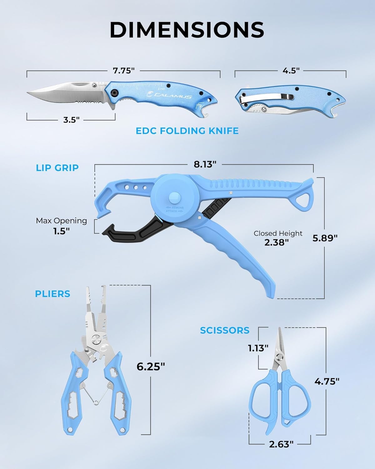 Lightweight and DriftWave Fishing Tool Kit – Corrosion Resistant Fishing Pliers, Lip Gripper, Fillet Knife, Fishing Scale, Retractor & Glove,Scissors & Pocket Knife,Fishing Gifts for Men
