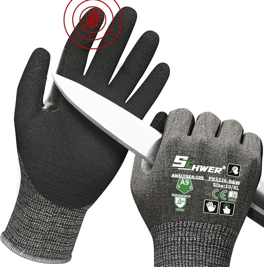 ProGuard High Level Cut Resistant Work Gloves PR3326 for Extreme Protection，ANSI A9 Cut Gloves with Reinforced Thumb, Non Slip, Breathable, Durable, Touch-screen, Black 1 Pair（XL）