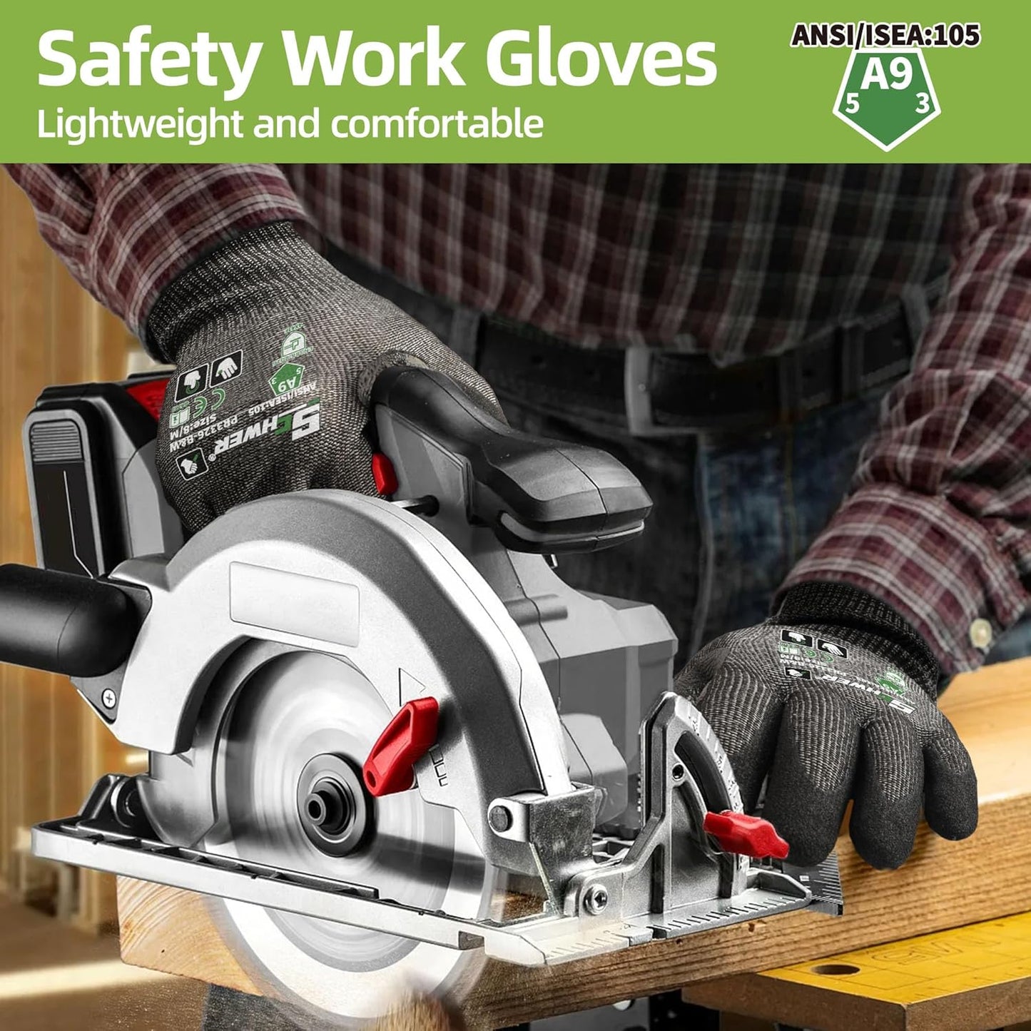 ProGuard High Level Cut Resistant Work Gloves PR3326 for Extreme Protection，ANSI A9 Cut Gloves with Reinforced Thumb, Non Slip, Breathable, Durable, Touch-screen, Black 1 Pair（XL）