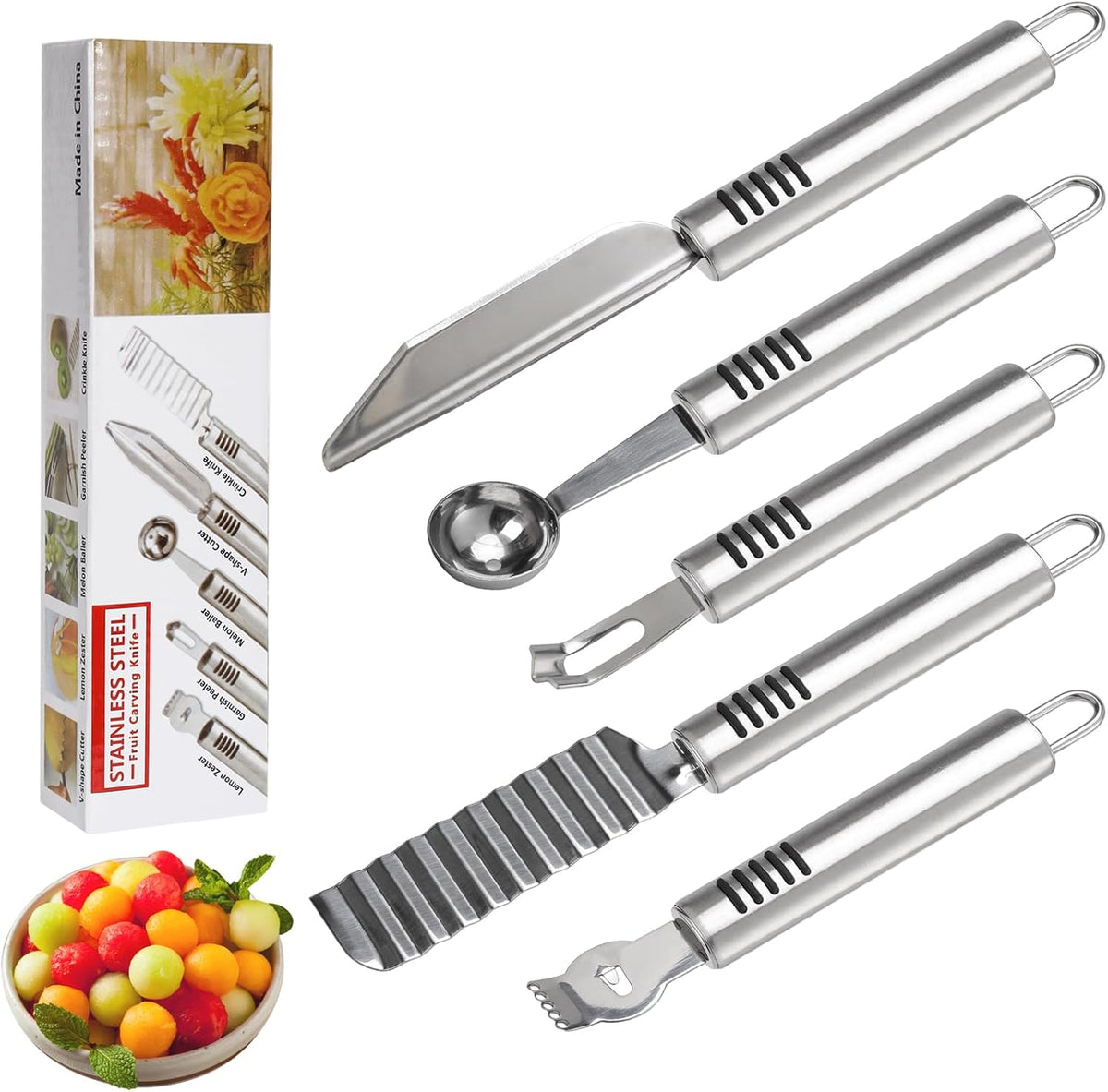 6Pcs Stainless Steel Fruit Carving Knife Set,Fruit&Vegetable Tool