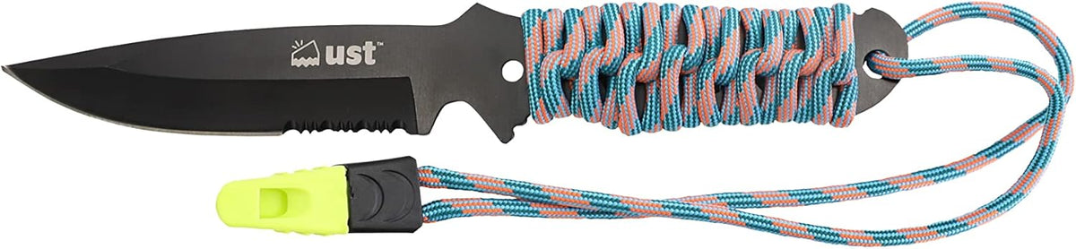 ParaKnife 4.0 PRO with 4 Inch Serrated Blade, ParaTinder Utility Cord, Fire Starter and Emergency Whistle for Hiking, Backpacking, Camping and Outdoor Survival | bike-repair-tools