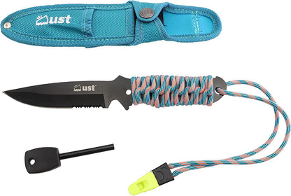 ParaKnife 4.0 PRO with 4 Inch Serrated Blade, ParaTinder Utility Cord, Fire Starter and Emergency Whistle for Hiking, Backpacking, Camping and Outdoor Survival | bike-repair-tools