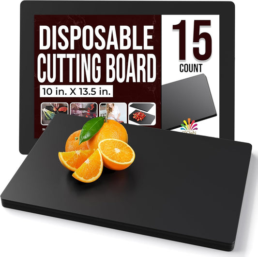 Disposable Cutting Boards for Kitchen 15 Count Black Cutting Board 10 Inch X 13.5 Inch Flexible Cutting Boards For Kitchen ~ Patent Pending ~ Recyclable Disposable Cutting Board Sheets