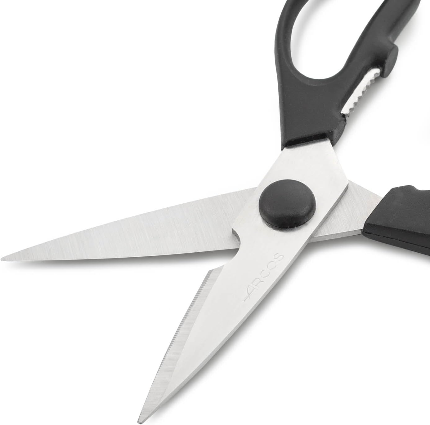 Kitchen Scissors 8 Inch Nitrum Stainless Steel and 195 mm blade. 154 gr. Ergonomic Polyoxymethylene POM Handle. Series Prochef. Smooth edge and stylish wooden handle. Color Black.