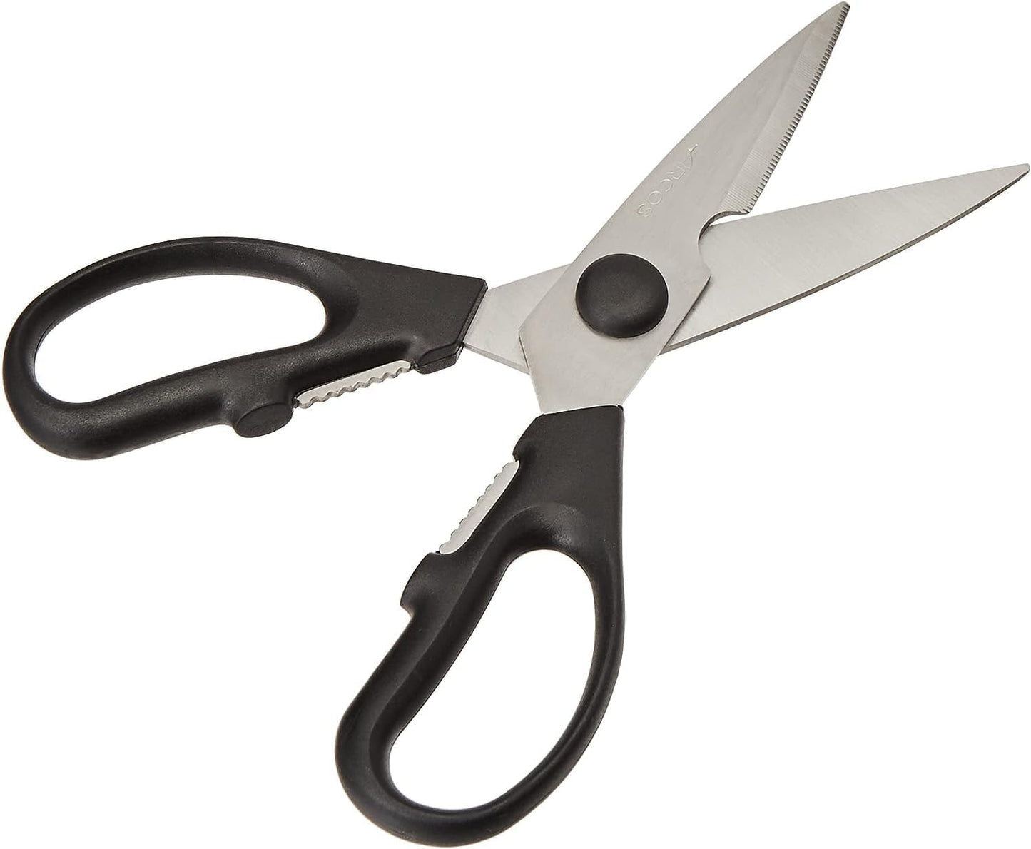 Kitchen Scissors 8 Inch Nitrum Stainless Steel and 195 mm blade. 154 gr. Ergonomic Polyoxymethylene POM Handle. Series Prochef. Smooth edge and stylish wooden handle. Color Black.