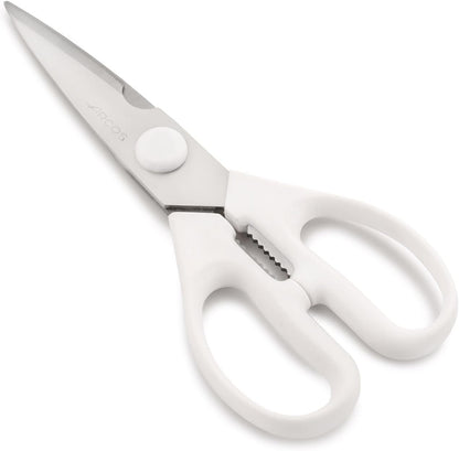 Kitchen Scissors 8 Inch Nitrum Stainless Steel and 195 mm blade. 154 gr. Ergonomic Polyoxymethylene POM Handle. Series Prochef. Smooth edge and stylish wooden handle. Color Black.