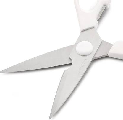 Kitchen Scissors 8 Inch Nitrum Stainless Steel and 195 mm blade. 154 gr. Ergonomic Polyoxymethylene POM Handle. Series Prochef. Smooth edge and stylish wooden handle. Color Black.
