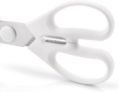 Kitchen Scissors 8 Inch Nitrum Stainless Steel and 195 mm blade. 154 gr. Ergonomic Polyoxymethylene POM Handle. Series Prochef. Smooth edge and stylish wooden handle. Color Black.