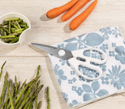 Kitchen Scissors 8 Inch Nitrum Stainless Steel and 195 mm blade. 154 gr. Ergonomic Polyoxymethylene POM Handle. Series Prochef. Smooth edge and stylish wooden handle. Color Black.