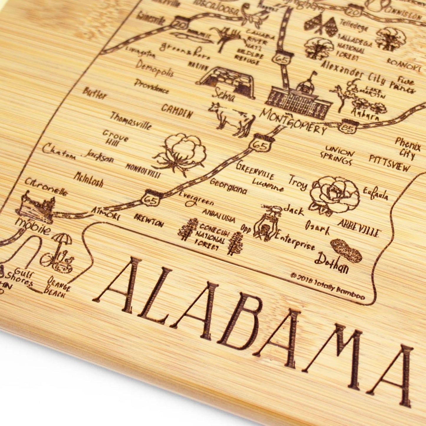 A Slice of Life New Jersey Engraved Map Cutting Board | 11” x 8.75” charcuterie board with engraved state map artwork. Smooth reverse side for food prep. Hang tie for wall display. - Colors A