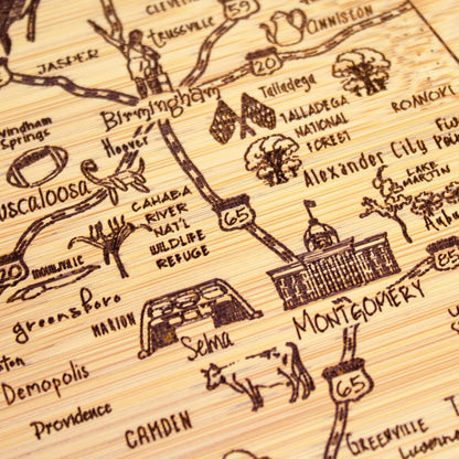 A Slice of Life New Jersey Engraved Map Cutting Board | 11” x 8.75” charcuterie board with engraved state map artwork. Smooth reverse side for food prep. Hang tie for wall display. - Colors A
