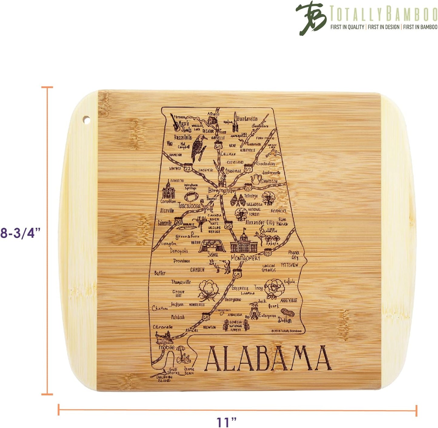 A Slice of Life New Jersey Engraved Map Cutting Board | 11” x 8.75” charcuterie board with engraved state map artwork. Smooth reverse side for food prep. Hang tie for wall display. - Colors A