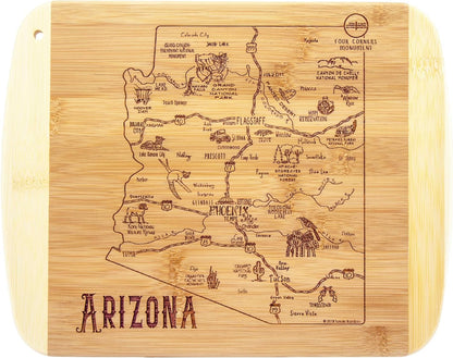 A Slice of Life New Jersey Engraved Map Cutting Board | 11” x 8.75” charcuterie board with engraved state map artwork. Smooth reverse side for food prep. Hang tie for wall display. - Colors A