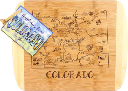 A Slice of Life New Jersey Engraved Map Cutting Board | 11” x 8.75” charcuterie board with engraved state map artwork. Smooth reverse side for food prep. Hang tie for wall display. - Colors A