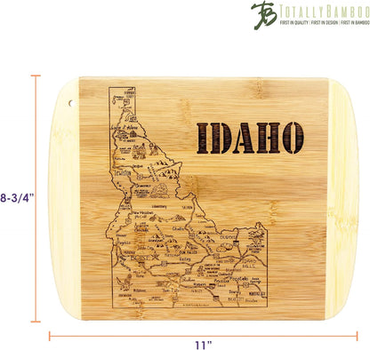 A Slice of Life New Jersey Engraved Map Cutting Board | 11” x 8.75” charcuterie board with engraved state map artwork. Smooth reverse side for food prep. Hang tie for wall display. - Colors A