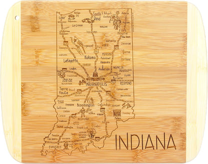 A Slice of Life New Jersey Engraved Map Cutting Board | 11” x 8.75” charcuterie board with engraved state map artwork. Smooth reverse side for food prep. Hang tie for wall display. - Colors A
