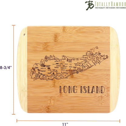 A Slice of Life New Jersey Engraved Map Cutting Board | 11” x 8.75” charcuterie board with engraved state map artwork. Smooth reverse side for food prep. Hang tie for wall display. - Colors A