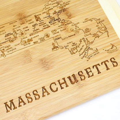 A Slice of Life New Jersey Engraved Map Cutting Board | 11” x 8.75” charcuterie board with engraved state map artwork. Smooth reverse side for food prep. Hang tie for wall display. - Colors A