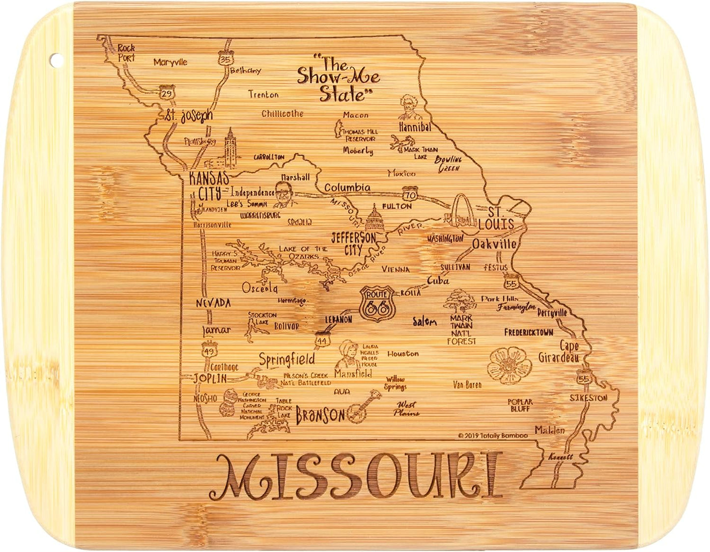 A Slice of Life New Jersey Engraved Map Cutting Board | 11” x 8.75” charcuterie board with engraved state map artwork. Smooth reverse side for food prep. Hang tie for wall display. - Colors A