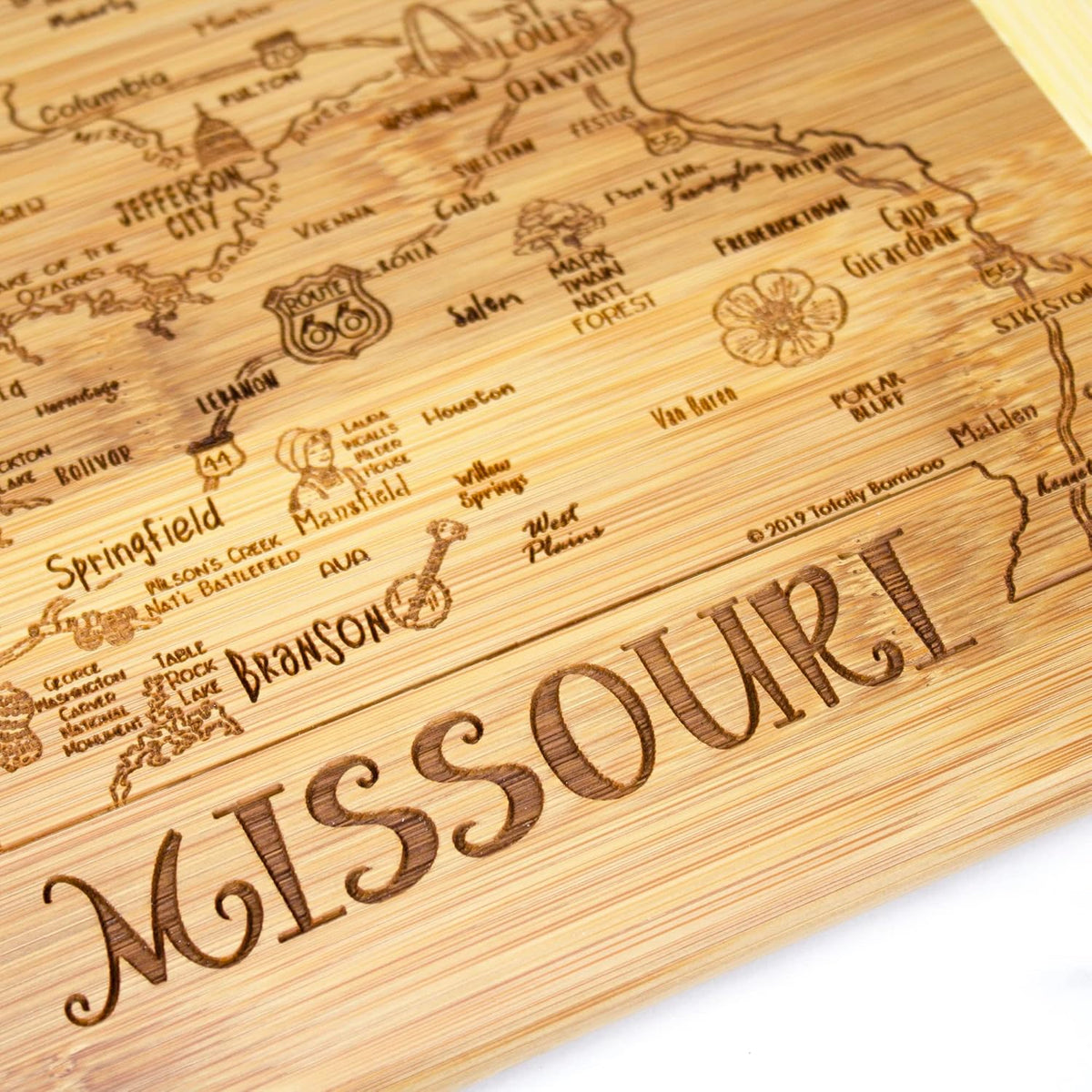 A Slice of Life New Jersey Engraved Map Cutting Board | 11” x 8.75” charcuterie board with engraved state map artwork. Smooth reverse side for food prep. Hang tie for wall display. - Colors A