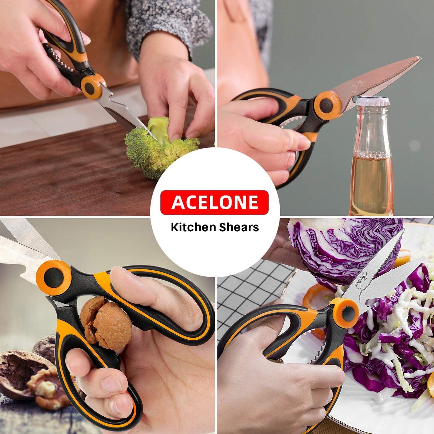Kitchen Shears,Premium Heavy Duty Shears Ultra Sharp Stainless Steel Multi-function Kitchen Scissors for Chicken/Poultry/Fish/Meat/Vegetables/Herbs/BBQ…