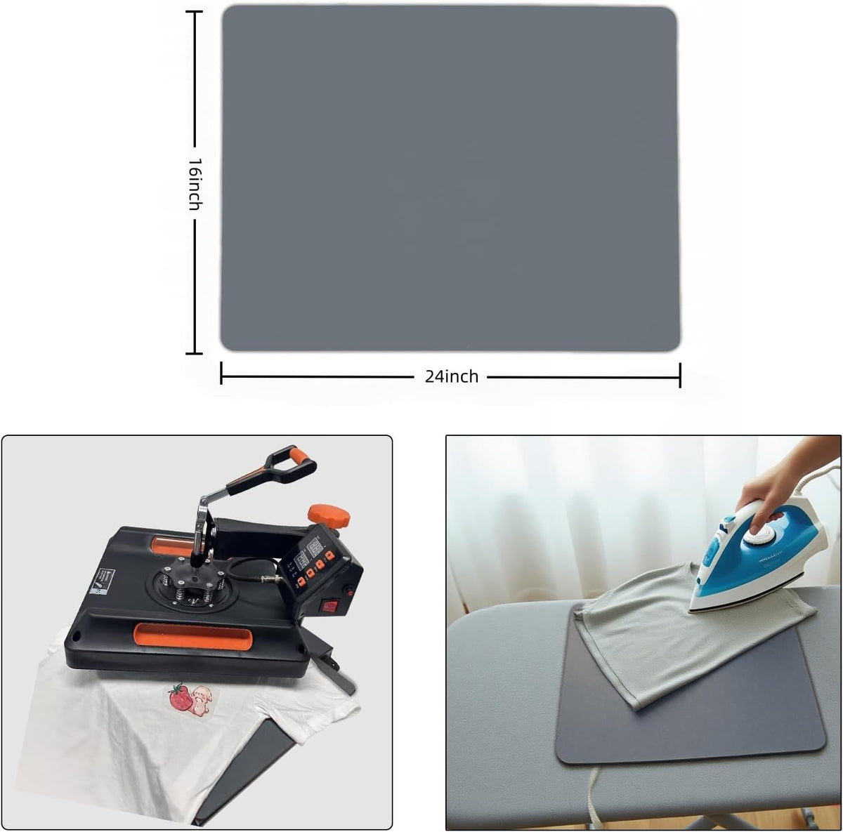 Silicone Heat Press Mat 15x15 Inch, Heat Resistant & Fireproof, Double Sided Washable Heat Press Pad for Vinyl Ironing HTV Transfer Sublimation & Crafting Projects,Pink