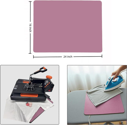 Silicone Heat Press Mat 15x15 Inch, Heat Resistant & Fireproof, Double Sided Washable Heat Press Pad for Vinyl Ironing HTV Transfer Sublimation & Crafting Projects,Pink