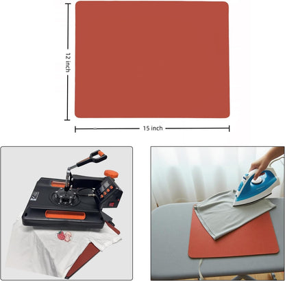 Silicone Heat Press Mat 15x15 Inch, Heat Resistant & Fireproof, Double Sided Washable Heat Press Pad for Vinyl Ironing HTV Transfer Sublimation & Crafting Projects,Pink