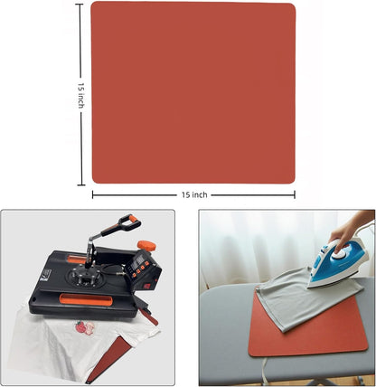 Silicone Heat Press Mat 15x15 Inch, Heat Resistant & Fireproof, Double Sided Washable Heat Press Pad for Vinyl Ironing HTV Transfer Sublimation & Crafting Projects,Pink
