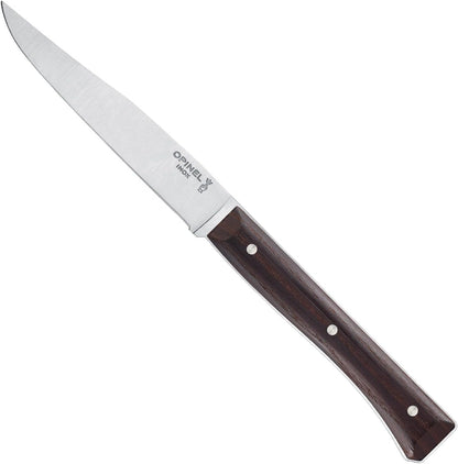 Facette Steak Knife Set – Full Tang Table Knife Setting for 4, Comfortable Riveted Handle in Premium Woods and Vitter Eco, Made in France (Dark Ash Wood)