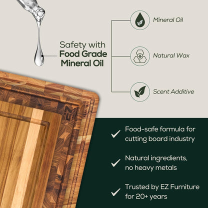 Medium (M) Teak Edge Grain Cutting Board, Reversible, Knife-Friendly Charcuterie Wood Cutting Board with Juice Groove & Handles, Non-Toxic, Gift Box Included (17" x 13" x 1")