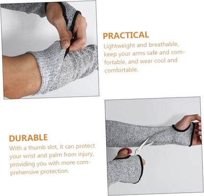 Cut Resistant Arm Sleeves with Thumb Slot Protective Arm Guards for Orchard Picking Assembly Lines Scratch and Dog Bite Resistance Lightweight