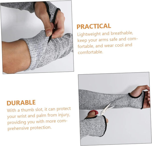 Cut Resistant Arm Sleeves with Thumb Slot Protective Arm Guards for Orchard Picking Assembly Lines Scratch and Dog Bite Resistance Lightweight