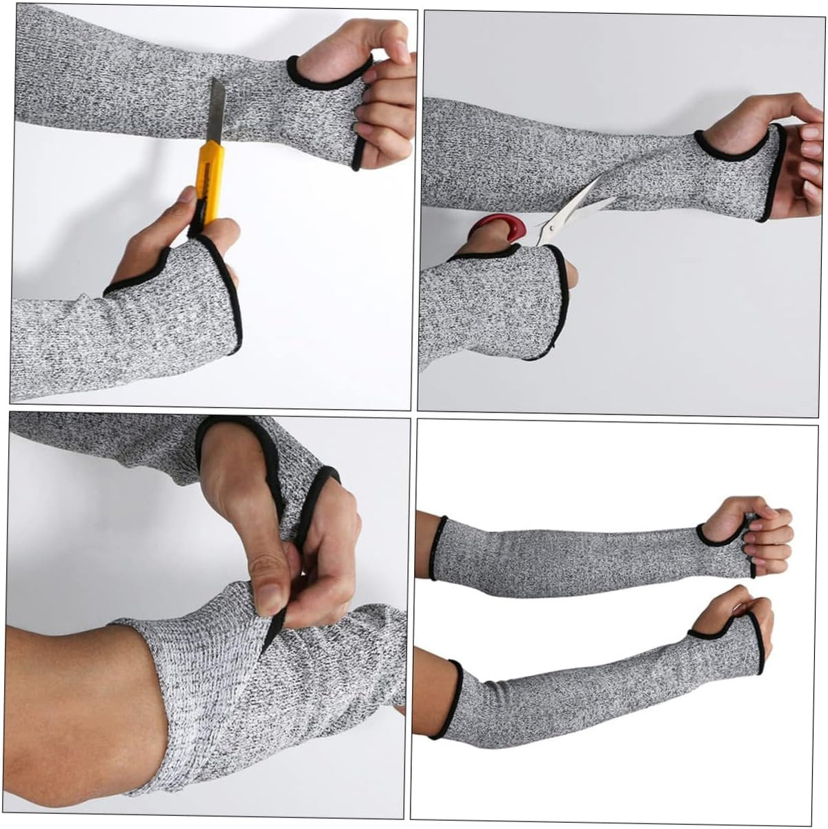 Cut Resistant Arm Sleeves with Thumb Slot Protective Arm Guards for Orchard Picking Assembly Lines Scratch and Dog Bite Resistance Lightweight