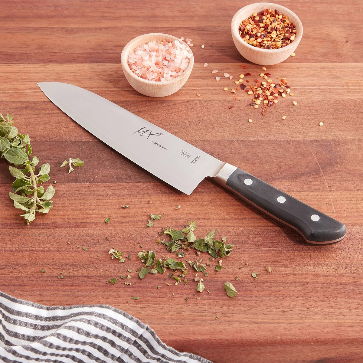 MX3 Premium San Mai VG-10 Steel Core Blade Gyuto Chef Knife, 240mm 9 1/2 Inch,Black