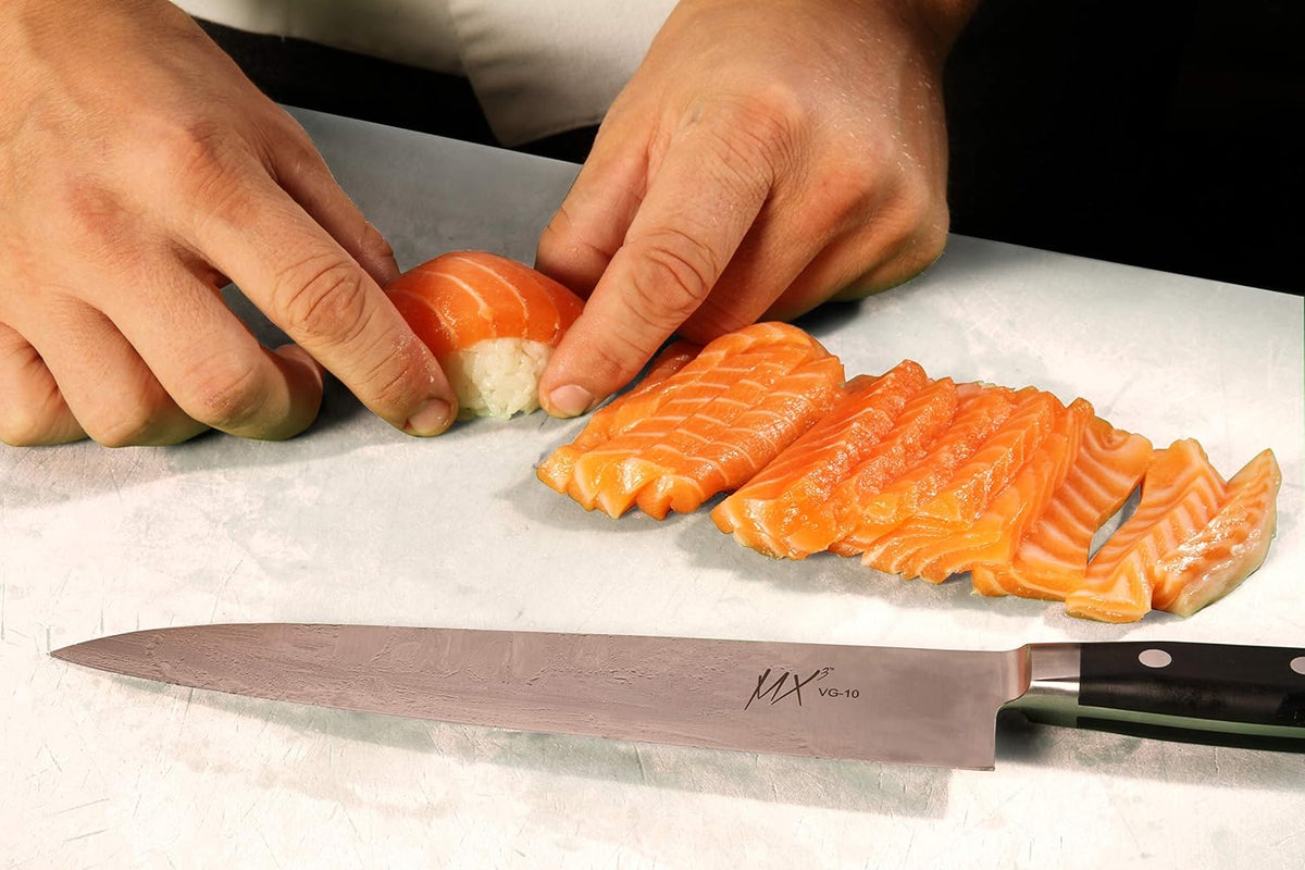 MX3 Premium San Mai VG-10 Steel Core Blade Gyuto Chef Knife, 240mm 9 1/2 Inch,Black