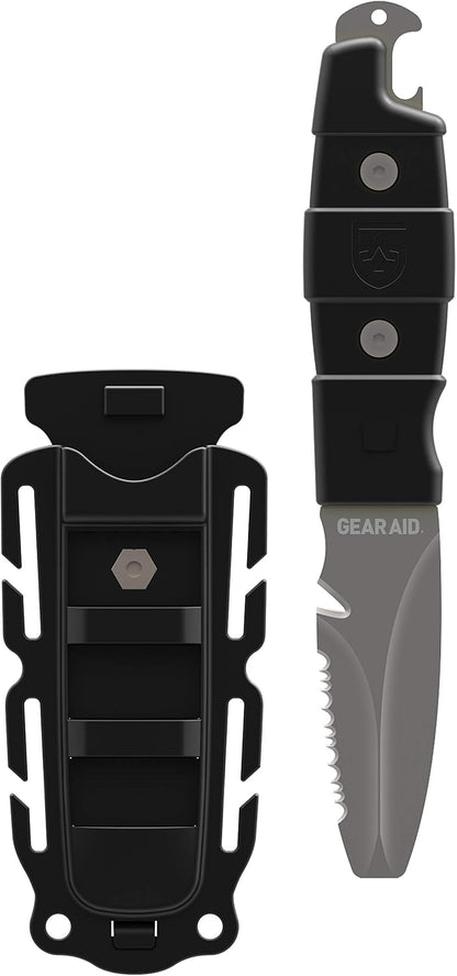 Akua Blunt Tip Paddle Knife with Serrated Blade and Quick Release Sheath, Titanium-Coated 3” Blade