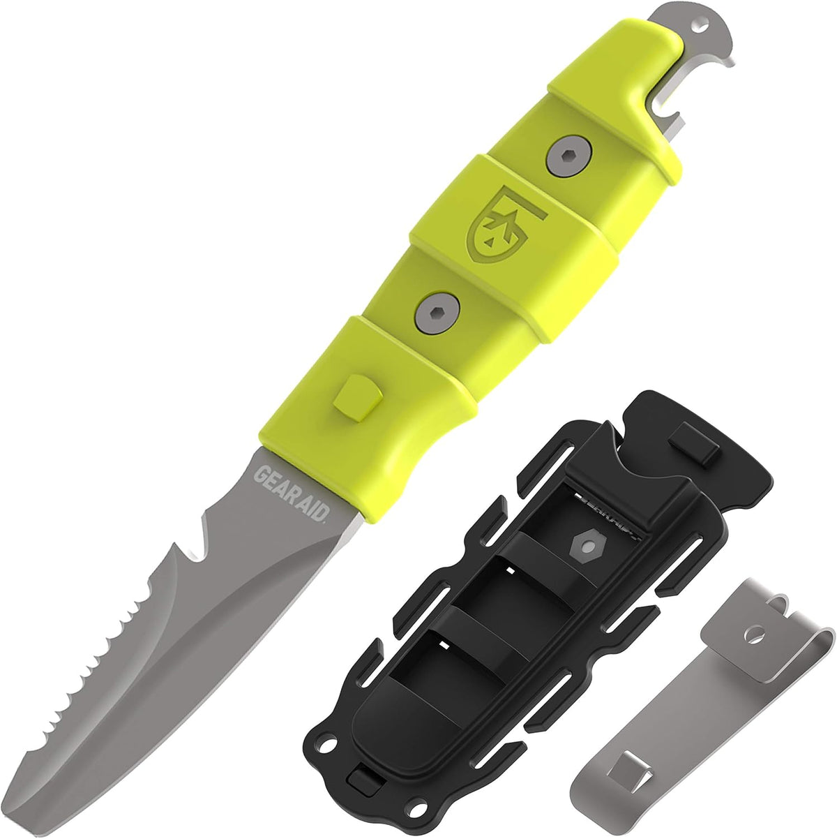 Akua Blunt Tip Paddle Knife with Serrated Blade and Quick Release Sheath, Titanium-Coated 3” Blade