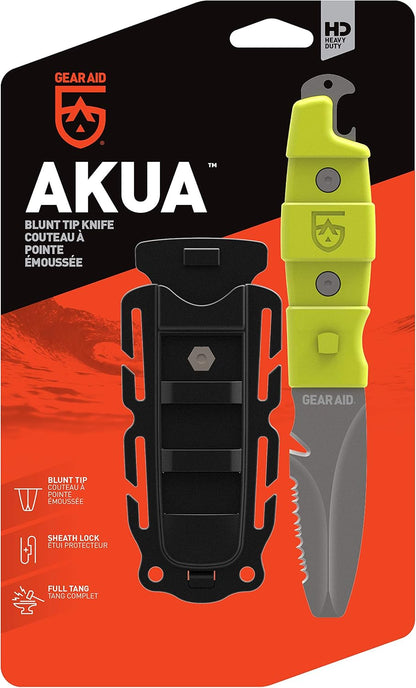Akua Blunt Tip Paddle Knife with Serrated Blade and Quick Release Sheath, Titanium-Coated 3” Blade