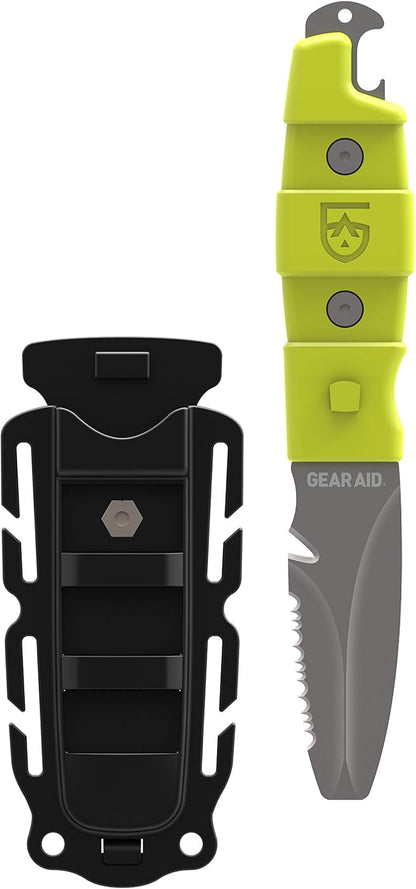 Akua Blunt Tip Paddle Knife with Serrated Blade and Quick Release Sheath, Titanium-Coated 3” Blade
