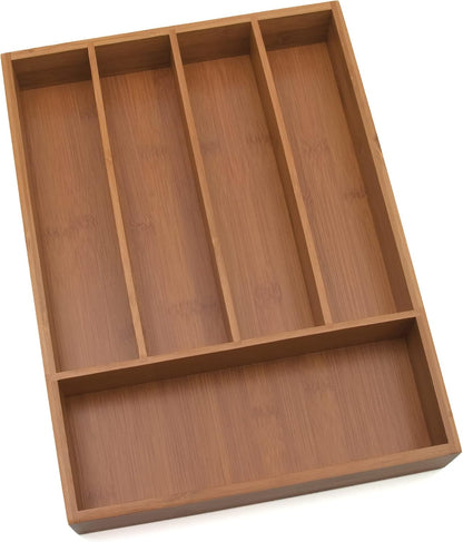 8876 Bamboo Wood Flatware Organizer, 5 Compartments, 10 1/2" x 14" x 2"