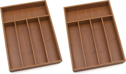 8876 Bamboo Wood Flatware Organizer, 5 Compartments, 10 1/2" x 14" x 2"