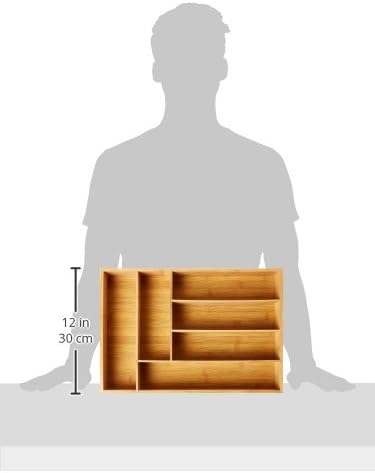 8876 Bamboo Wood Flatware Organizer, 5 Compartments, 10 1/2" x 14" x 2"