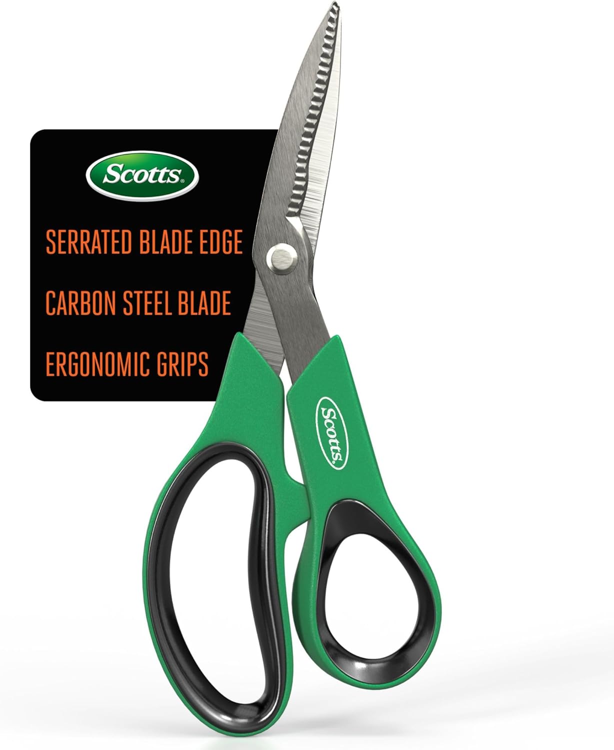 8 in. All-Purpose Steel Garden Utility Shears with Serrated Blades – Comfort Grip Yard and Garden Scissors for Pruning Plants, Flowers, and Herbs