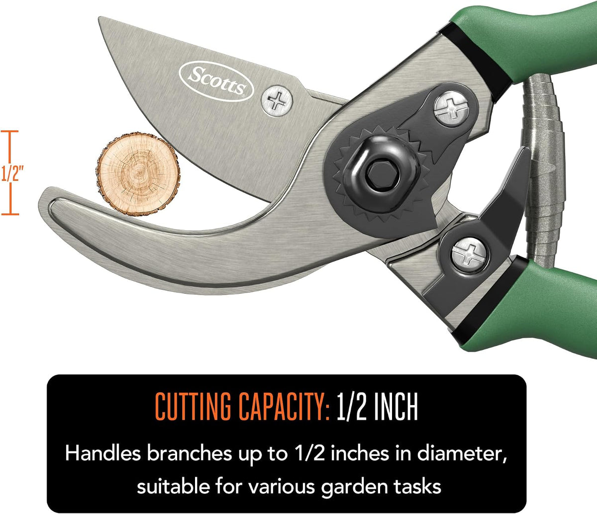 8 in. All-Purpose Steel Garden Utility Shears with Serrated Blades – Comfort Grip Yard and Garden Scissors for Pruning Plants, Flowers, and Herbs