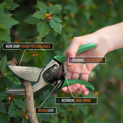 8 in. All-Purpose Steel Garden Utility Shears with Serrated Blades – Comfort Grip Yard and Garden Scissors for Pruning Plants, Flowers, and Herbs