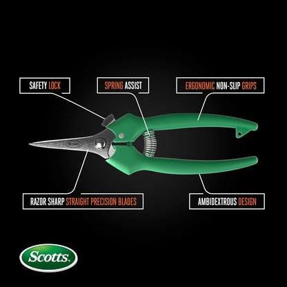 8 in. All-Purpose Steel Garden Utility Shears with Serrated Blades – Comfort Grip Yard and Garden Scissors for Pruning Plants, Flowers, and Herbs