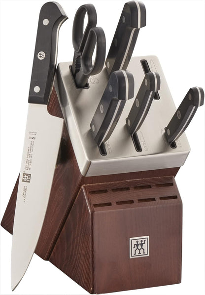 Gourmet 7-Piece Razor-Sharp German Knife Block Set, Made in Company-Owned German Factory with Special Formula Steel perfected for almost 300 Years, Dishwasher Safe
