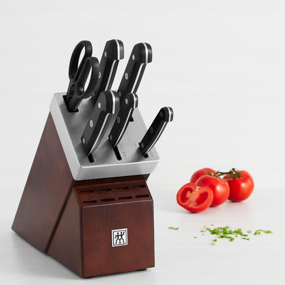 Gourmet 7-Piece Razor-Sharp German Knife Block Set, Made in Company-Owned German Factory with Special Formula Steel perfected for almost 300 Years, Dishwasher Safe